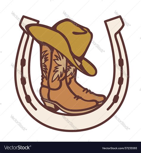 cowboy hat with horseshoe logo