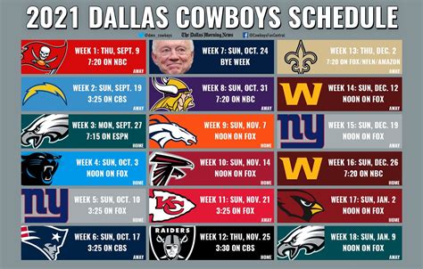 cowboys football schedule 2021