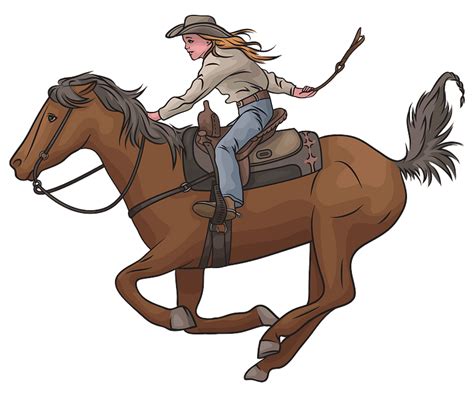 cowgirl on bucking horse clipart