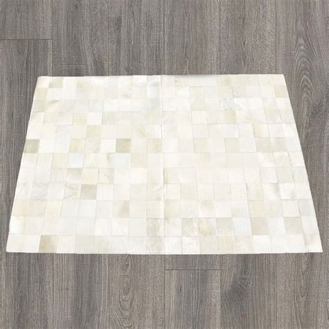 Cowhide White Patchwork Rug