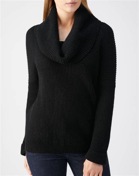cowl neck sweater tunic in black