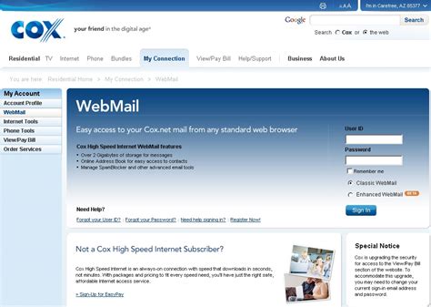 cox webmail login