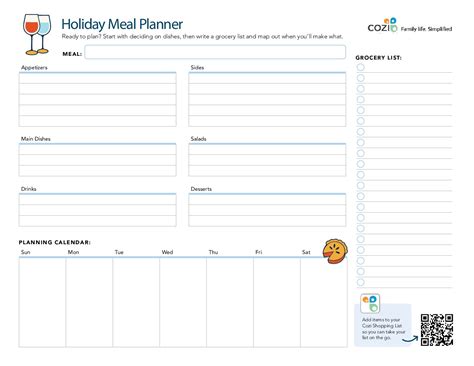 Cozi.com Printable Holiday Planner
