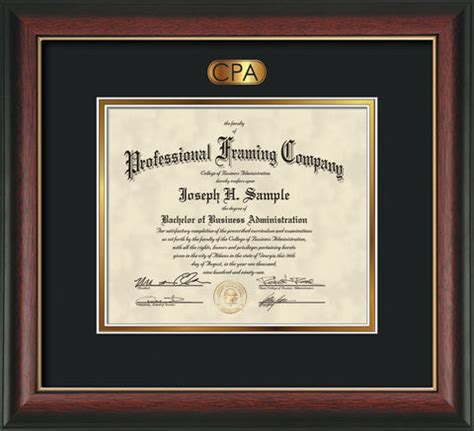 CPA Directory Inc. Gold Embossed Certificate Frame in Murano Item