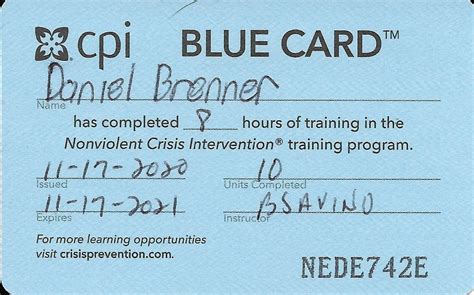 cpi blue card template