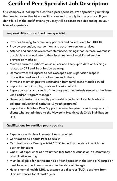 cps specialist job description