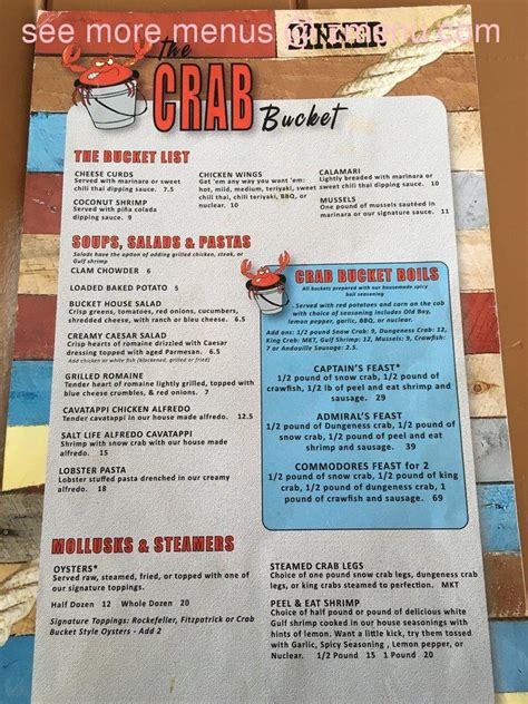 Crab Bucket Menu