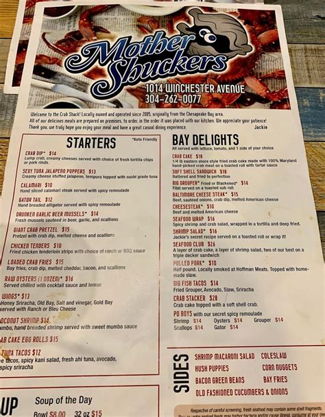 Crab Shack Menu
