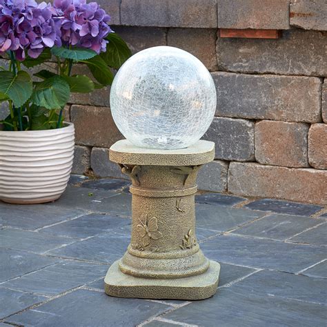 cracked glass color changing solar gazing ball