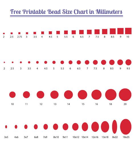 Craft Bead Size Chart