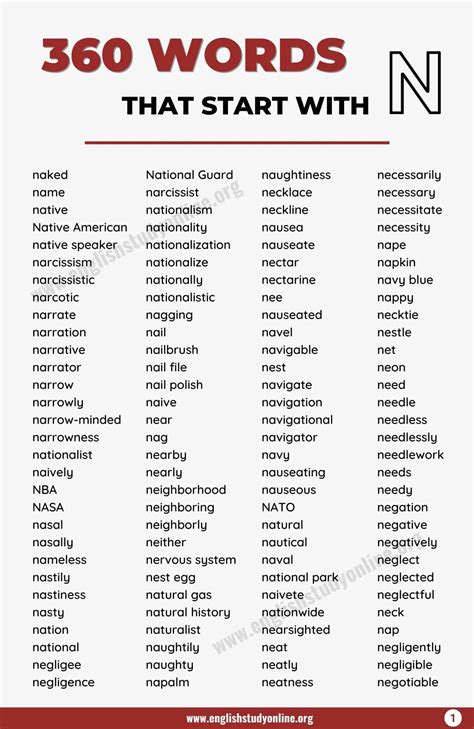 craft words that start with n
