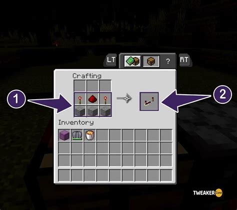 crafting recipe for a redstone repeater