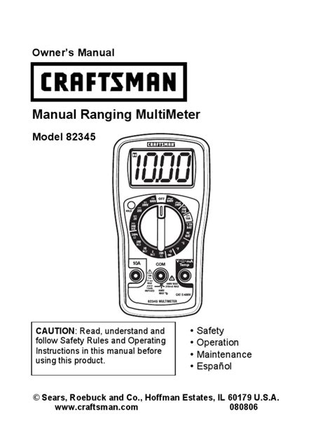 CRAFTSMAN 82139 DIGITAL MULTIMETER Acceptable Buya