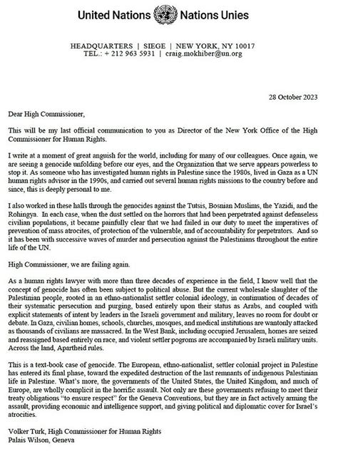 craig mokhiber resignation letter