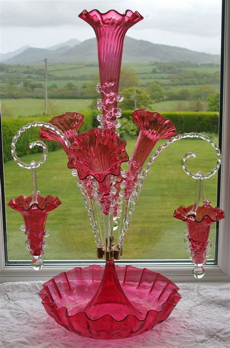cranberry glass epergne