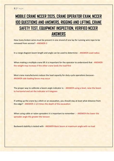 Crane Operator Questions And Answers