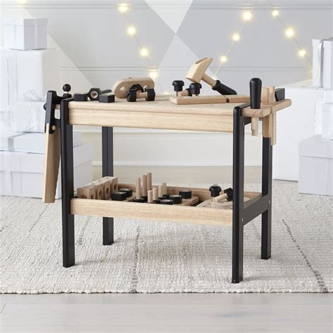 Upgrade Your Workspace with Crate and Barrel's Premium Tool Bench: A Perfect Blend of Functionality and Style!