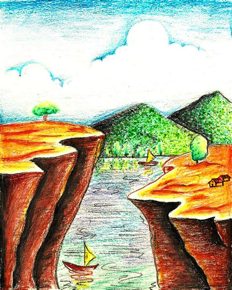 Crayon Drawing Landscape