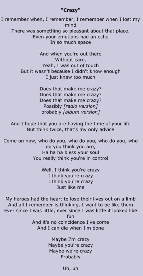 crazy lyrics