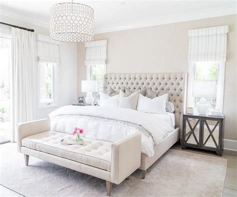 Cream Tufted Headboard In Bedroom