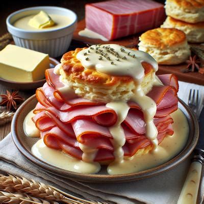 Creamed Ham Over Biscuits