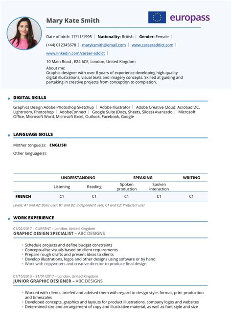 create a cv europass