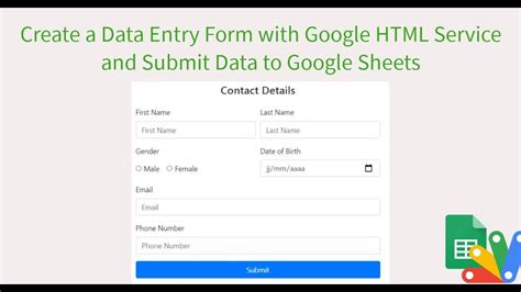 create a data entry form google html service and google sheets