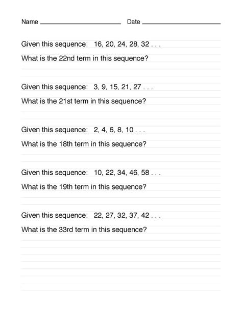 Create A Math Sequence Worksheet