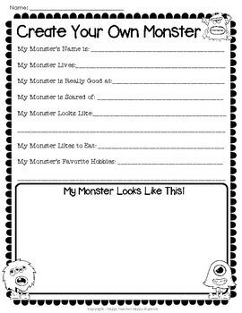 Create A Monster Printable Worksheet