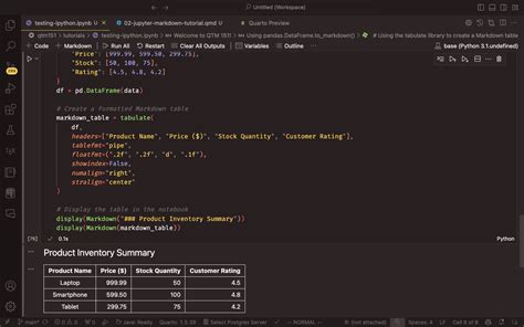 Create A Table In Jupyter Notebook