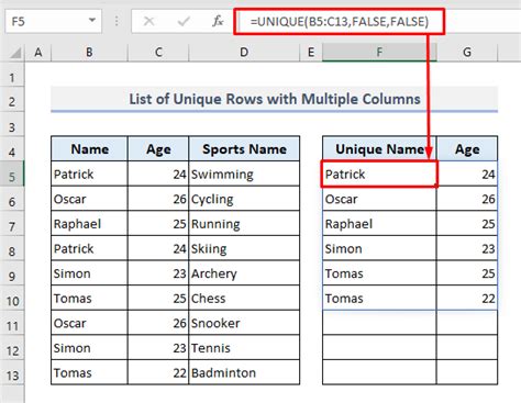 create a unique list in excel based on multiple criteria