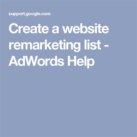 create an adwords remarketing list