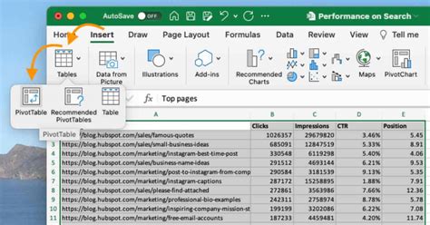 Create Excel Pivot Table