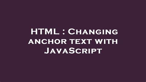 Create Anchors With Javascript