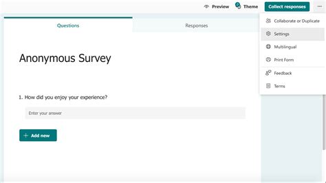 create anonymous survey with microsoft forms