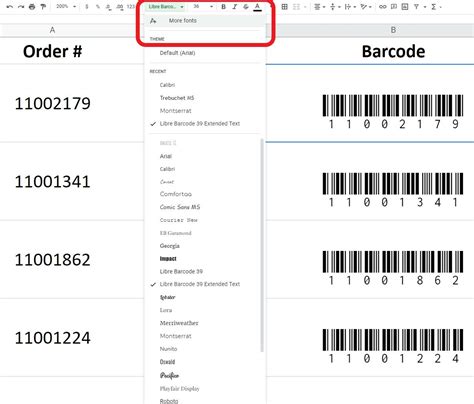 create barcode google sheets