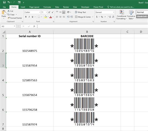 create barcode inventory in excel