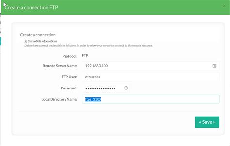 Create Connection Ftp