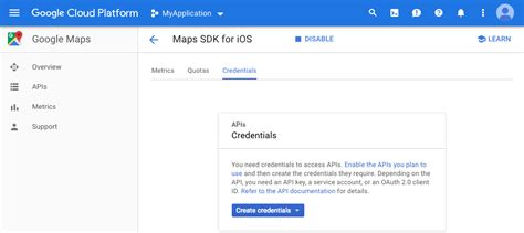 create credentials google api