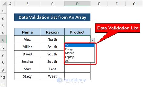 create data validation list in excel vba