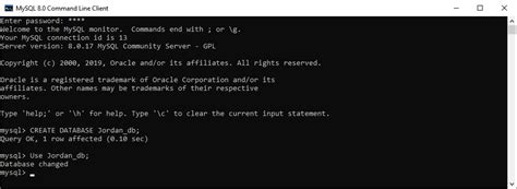 create database in mysql command line client