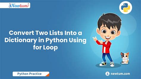 create dictionary from two lists python using for loop