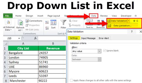 create drop down list in excel based on cell value