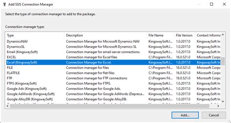 Create Excel Connection Manager Ssis