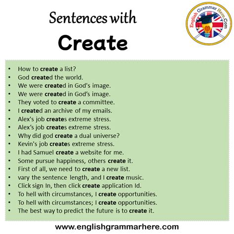 create in a sentence examples