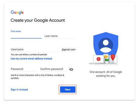 create in gmail account