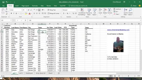create list excel data validation