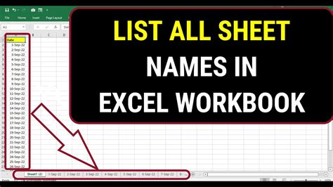 Create List Of Sheet Names Excel