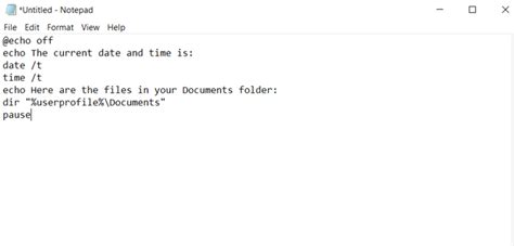 Create Notepad Batch File