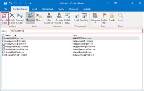 create outlook group email list from excel